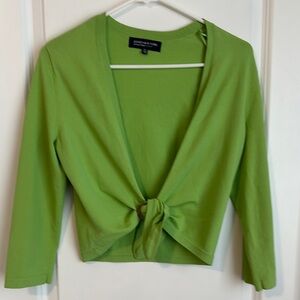 Jones New York Green Tie Front Crop Blouse